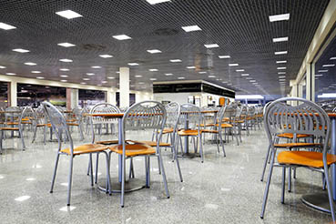 EZ-Flake flooring sample at the cafeteria