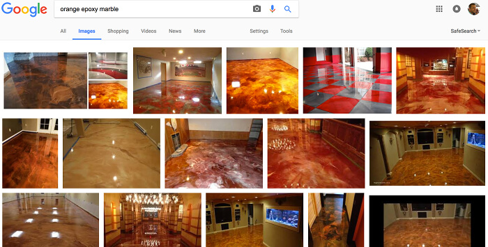 Google search: orange epoxy marble floors