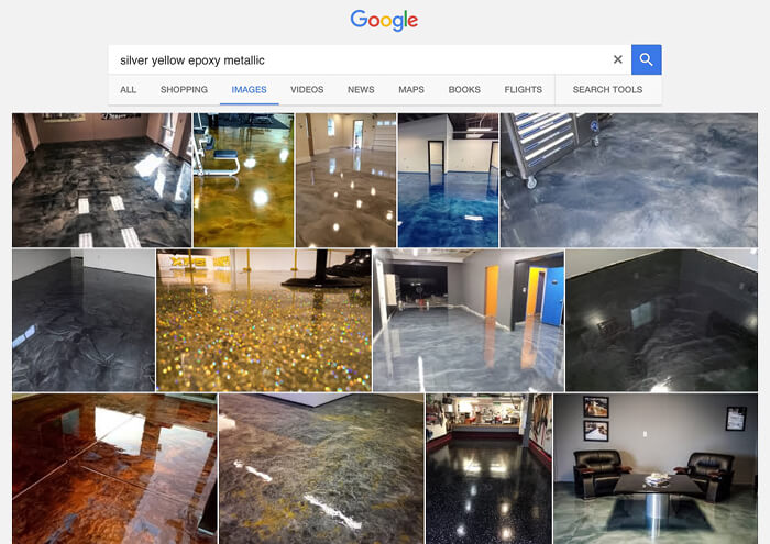 Google search: silver yellow metallic epoxy floors